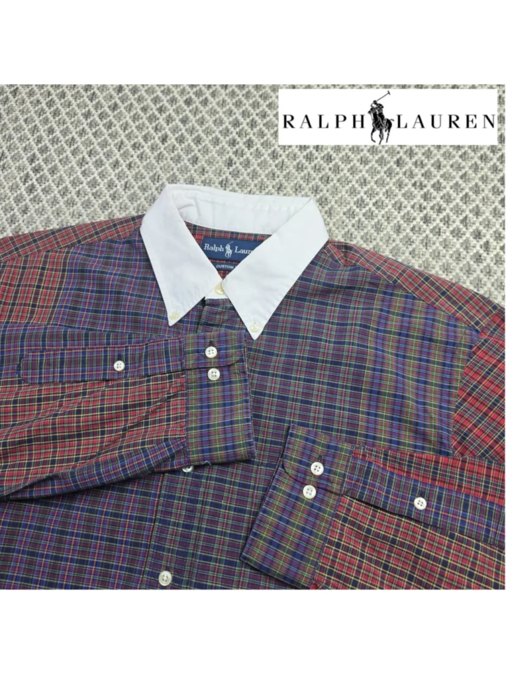 Vintage Ralph Lauren Shirt Men’s XL Made in Hong Kong Plaid White Collar 90s